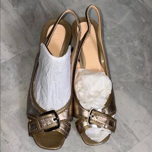 Cole Haan  open to sling back shoes
Sandals heels  Gold patent/gold leather NWOT